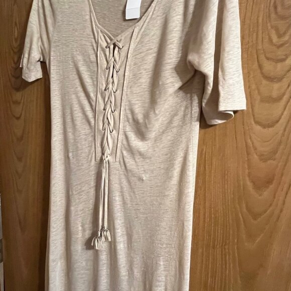 Sz S Calypso St. Barth Beige Linen Jersey Lace Up Maxi Dress or Swim Cov… - Picture 6 of 16